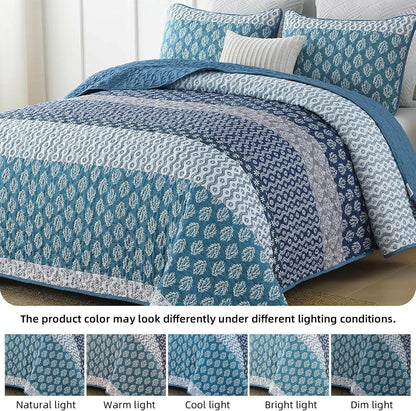 Classic Hydrangea Soft Quilted 3 Pc Bedspread & Pillow Cover Set - Mekamart Australia