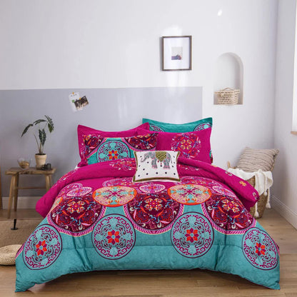 Aesthetic Glow Floral 3‑Piece Comforter Set with Matching Shams - Mekamart Australia