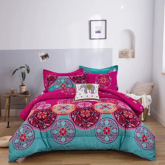 Aesthetic Glow Floral 3‑Piece Comforter Set with Matching Shams - Mekamart Australia