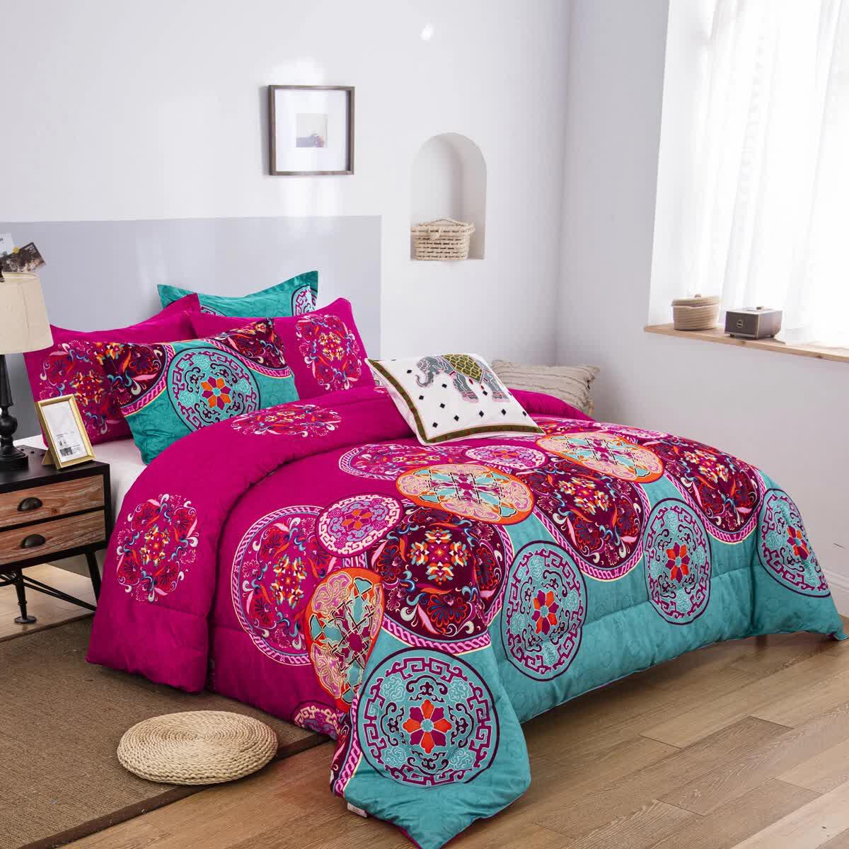 Aesthetic Glow Floral 3‑Piece Comforter Set with Matching Shams - Mekamart Australia