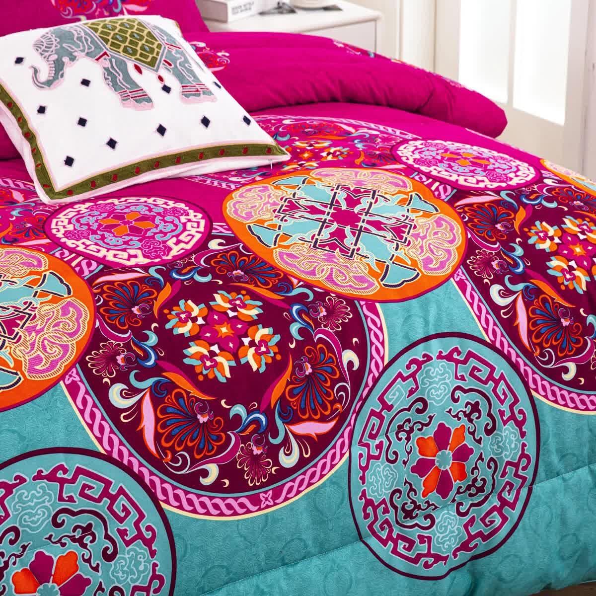 Aesthetic Glow Floral 3‑Piece Comforter Set with Matching Shams - Mekamart Australia