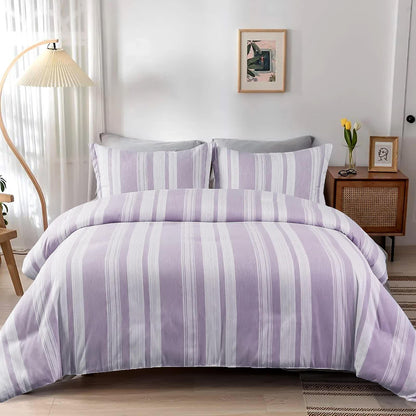 Midnight Calm stripes purple 3‑Piece Bedding – Cozy comforter Style - Mekamart Australia