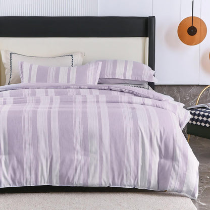 Midnight Calm stripes purple 3‑Piece Bedding – Cozy comforter Style - Mekamart Australia