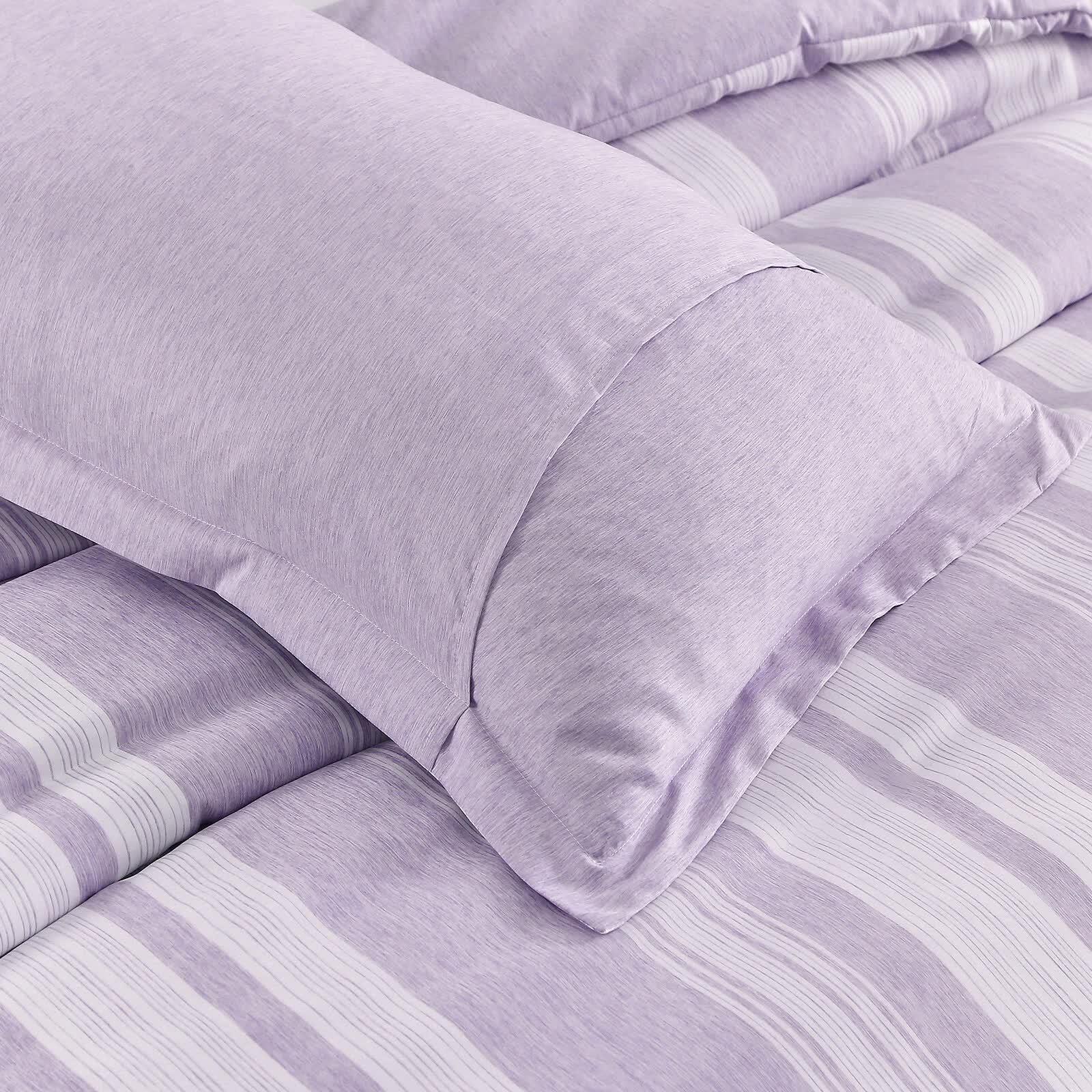 Midnight Calm stripes purple 3‑Piece Bedding – Cozy comforter Style - Mekamart Australia