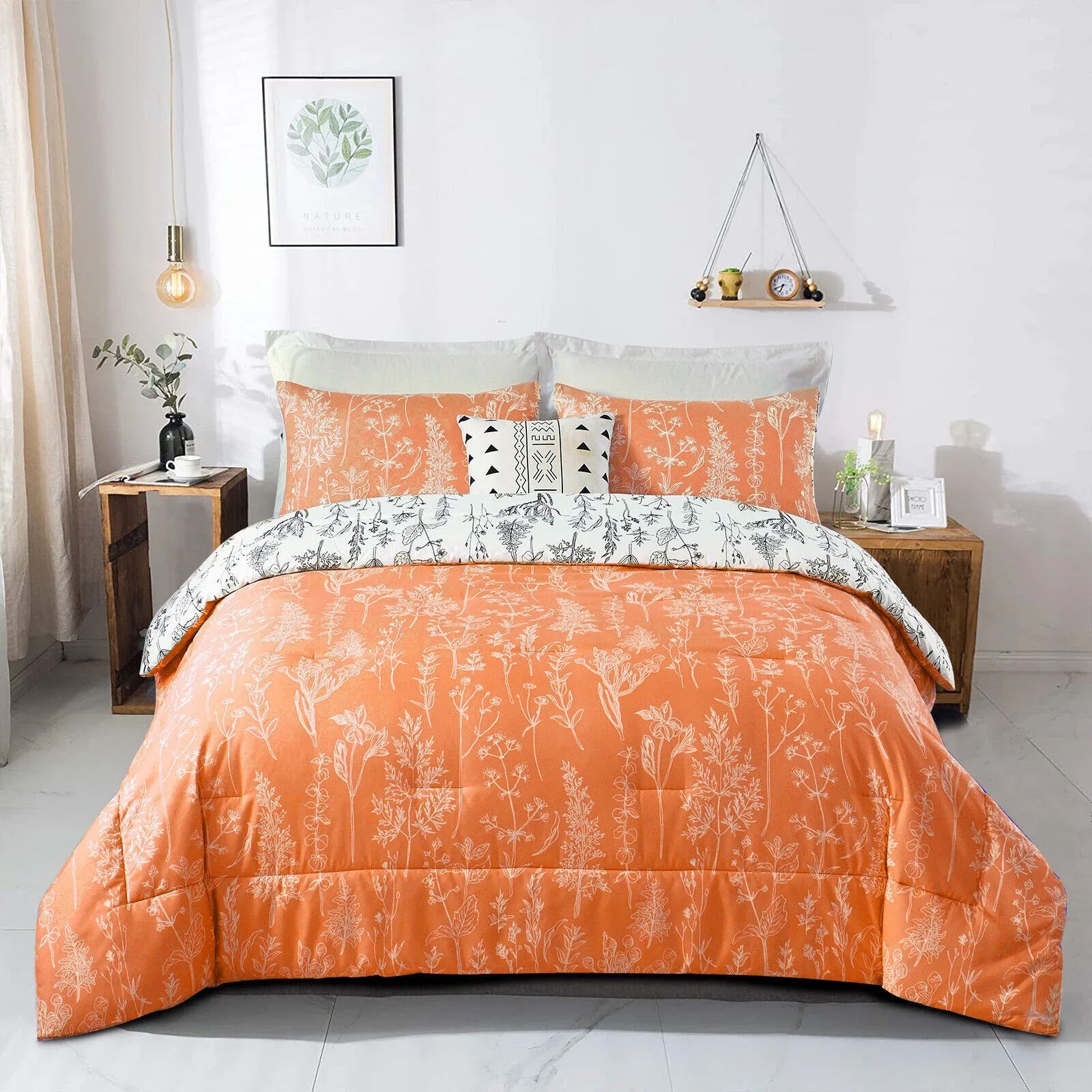Charming Autumn Warm oranage 3 Pc Comforter & Pillow Cover Set - Mekamart Australia