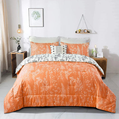 Charming Autumn Warm oranage 3 Pc Comforter & Pillow Cover Set - Mekamart Australia