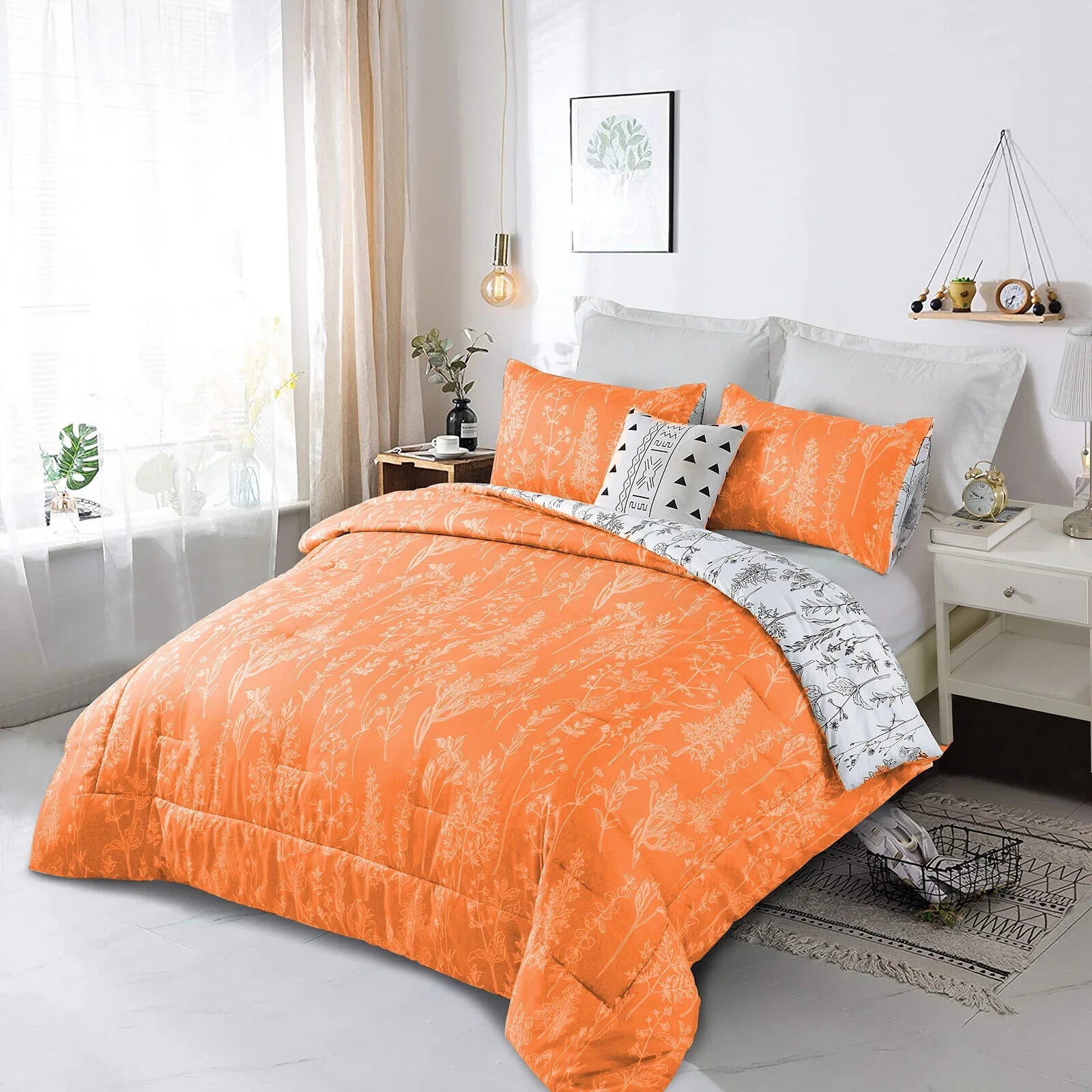 Charming Autumn Warm oranage 3 Pc Comforter & Pillow Cover Set - Mekamart Australia