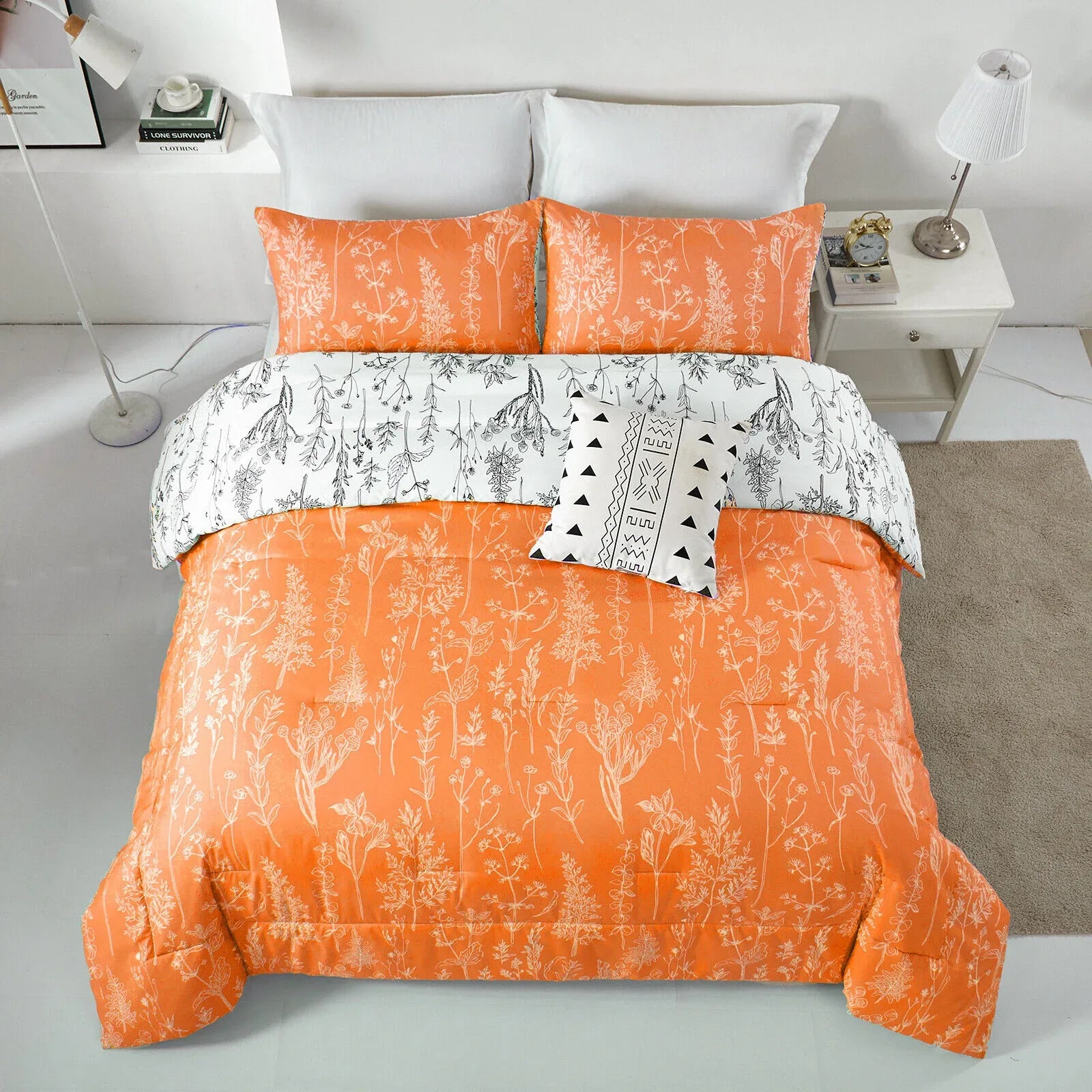 Charming Autumn Warm oranage 3 Pc Comforter & Pillow Cover Set - Mekamart Australia