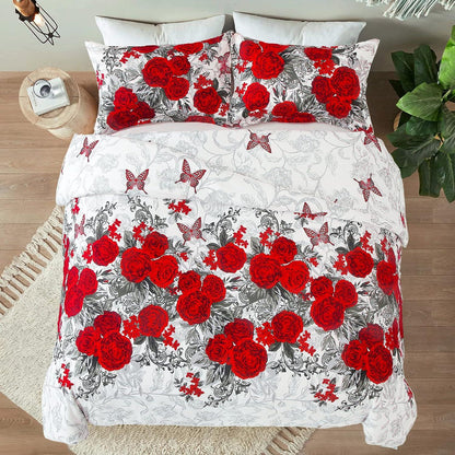 Luxurious rose Soft white 3 Pc Comforter & Pillow Cover Set - Mekamart Australia