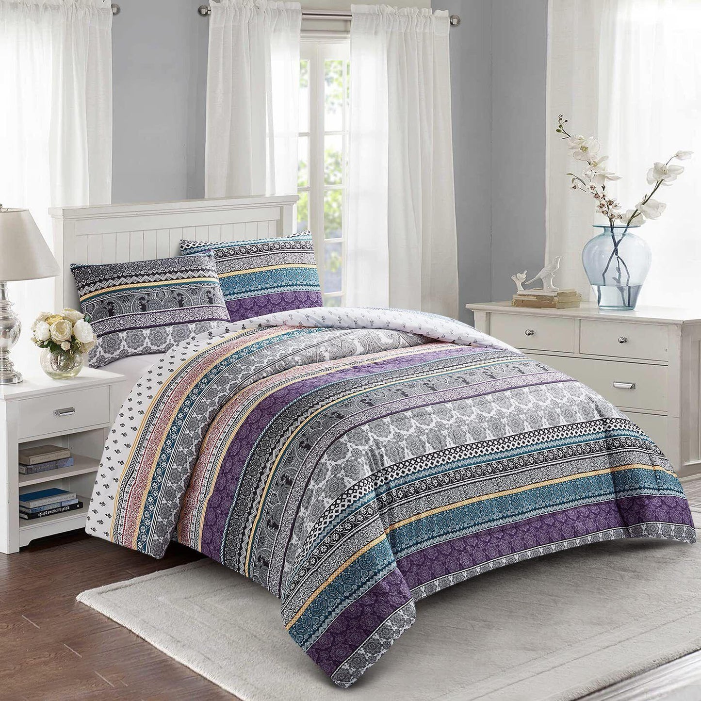 Whimsical Winter Frosty Elegant 3 Pc Comforter & Pillow Cover Set - Mekamart Australia