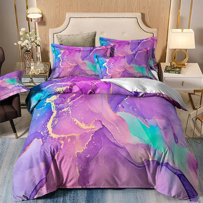 Marble Comforter Set, King Size, Quilted Soft Microfiber Bedding for All Seasons - Mekamart Australia