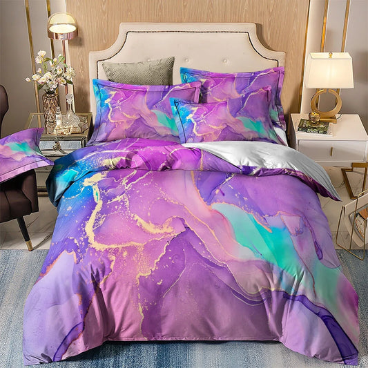 Marble Comforter Set, King Size, Quilted Soft Microfiber Bedding for All Seasons - Mekamart Australia