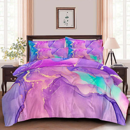 Marble Comforter Set, King Size, Quilted Soft Microfiber Bedding for All Seasons - Mekamart Australia