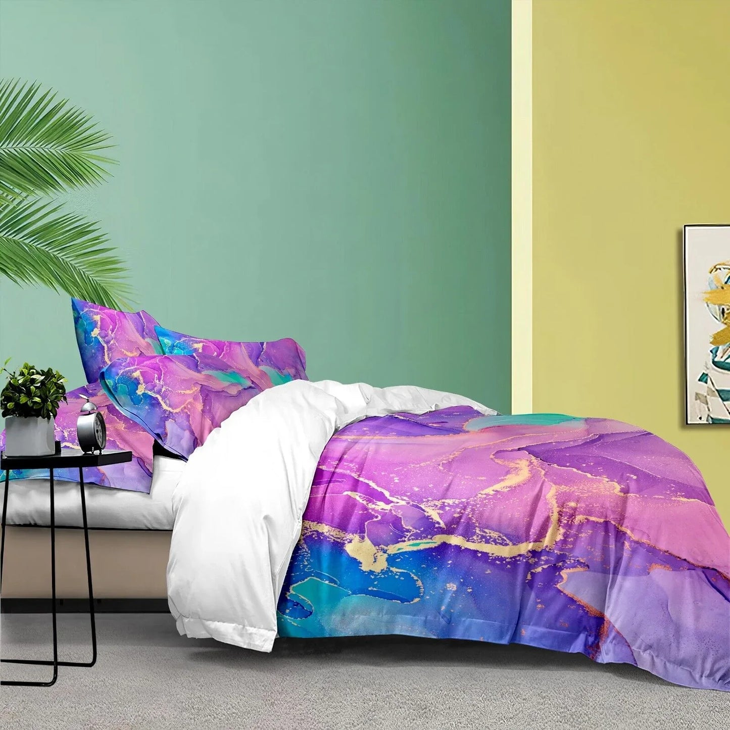 Marble Comforter Set, King Size, Quilted Soft Microfiber Bedding for All Seasons - Mekamart Australia