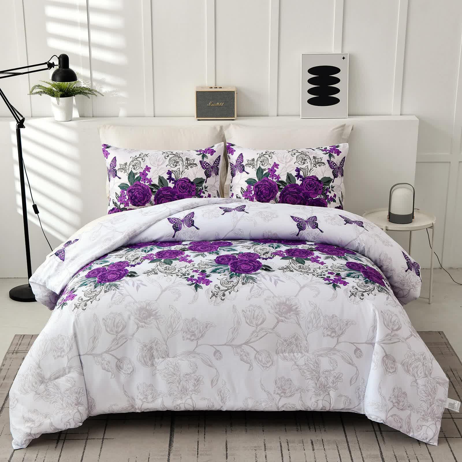 Luxe Loft Purple rose Quilted Comforter & Shams – Trending 3‑Piece Set - Mekamart Australia