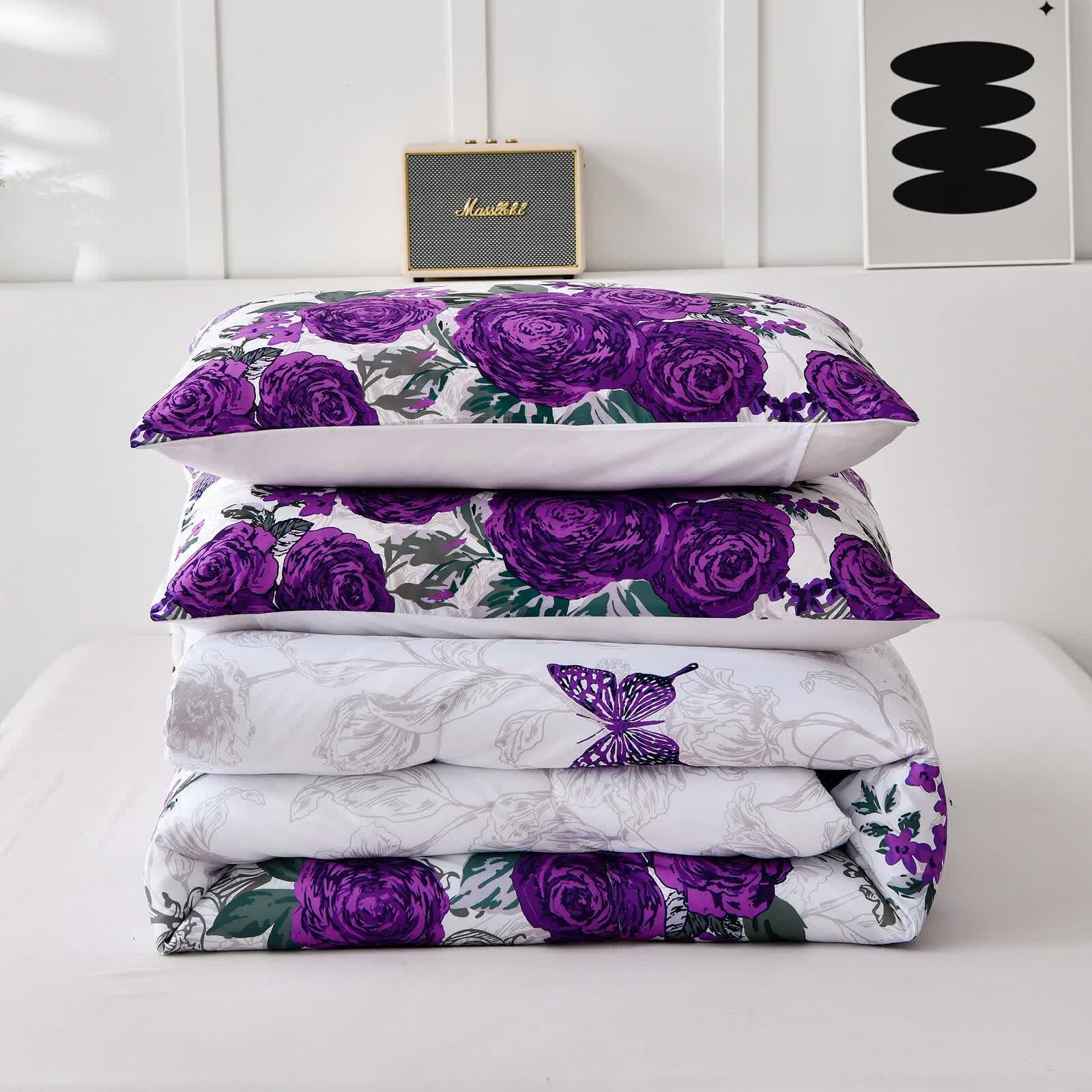 Luxe Loft Purple rose Quilted Comforter & Shams – Trending 3‑Piece Set - Mekamart Australia