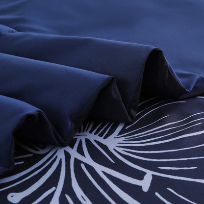 King Comforter Set, Navy Blue Floral 3-Piece Bedding, Soft Microfiber for All Seasons - Mekamart Australia