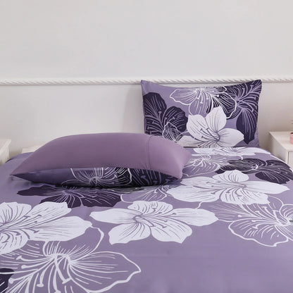 King Comforter Set, Dark Purple Floral 3-Piece Bedding, Soft Microfiber for All Seasons - Mekamart Australia