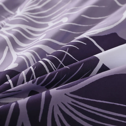 King Comforter Set, Dark Purple Floral 3-Piece Bedding, Soft Microfiber for All Seasons - Mekamart Australia