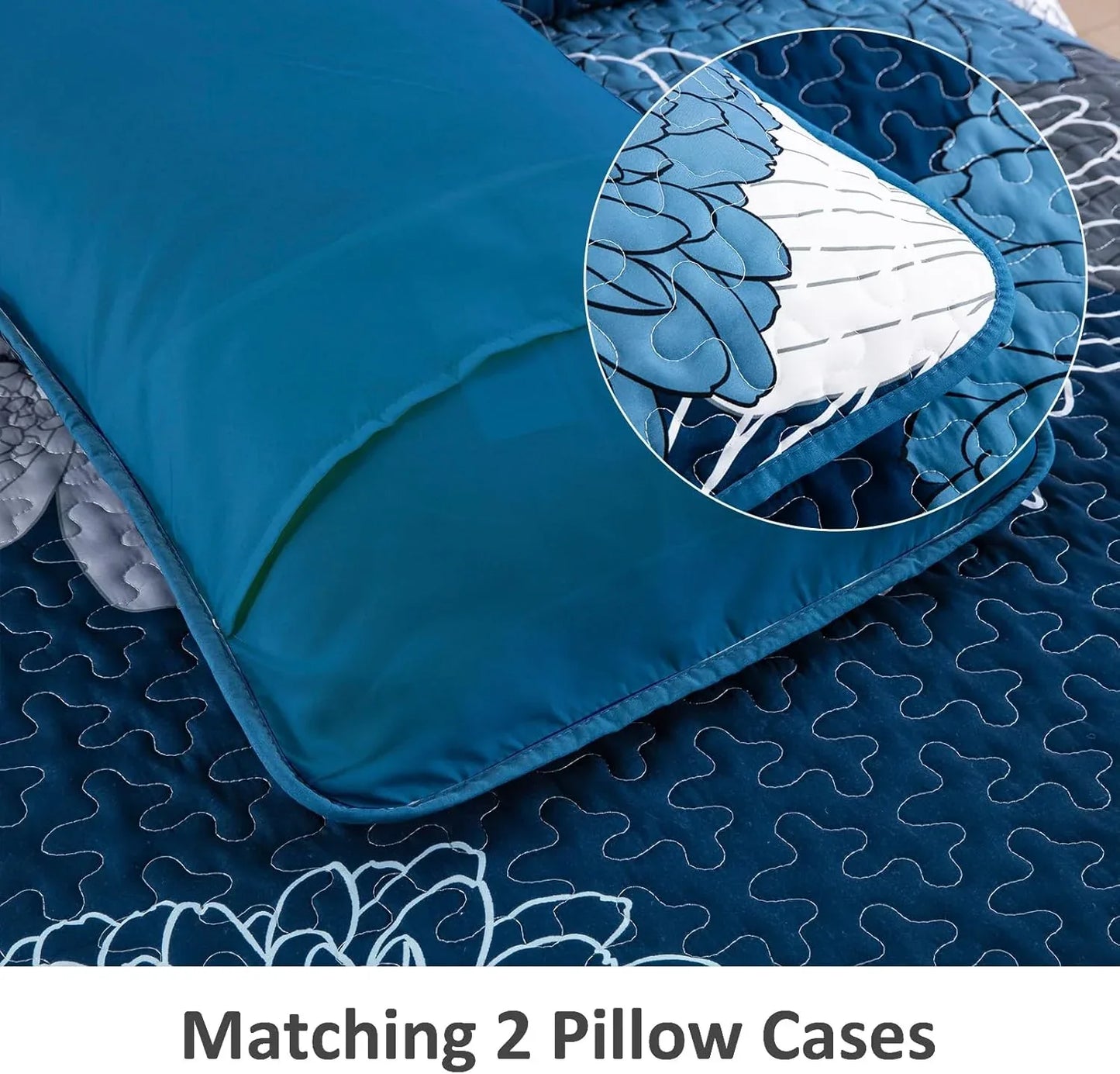 Frosted Magnolia Chic blue 3 Pc Comforter & Pillow Cover Set KING - Mekamart Australia