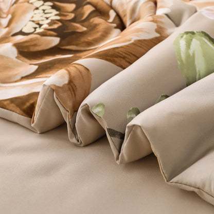 Cozy Floral Comforter Set, King Size, Quilted Warm Bedding with Pillowcases - Mekamart Australia