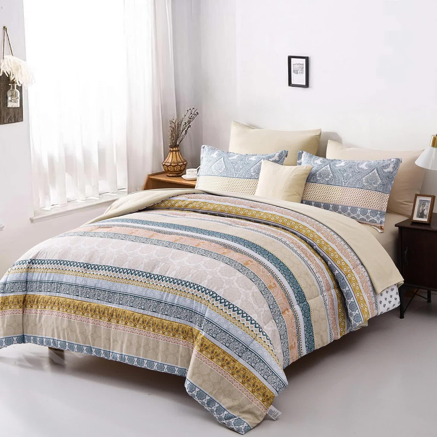 Luxe Loft Boho Quilted Comforter & Shams – Trending 3‑Piece Set - Mekamart Australia