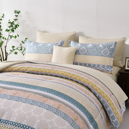Luxe Loft Boho Quilted Comforter & Shams – Trending 3‑Piece Set - Mekamart Australia