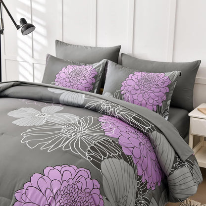 Cloud Nine grey purple Bedding – 3‑Piece Comforter Set for Everyday Chill - Mekamart Australia