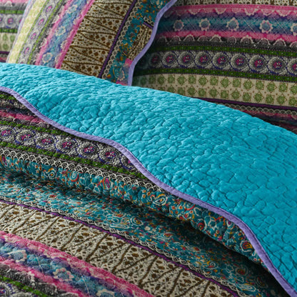 Grenn Teal Boho style Printed Bedspread Quilt Set + Pillowcases - Mekamart Australia