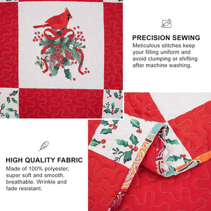 Elegant Red, greem & White Christmas Queen Bedspread Set - Mekamart Australia