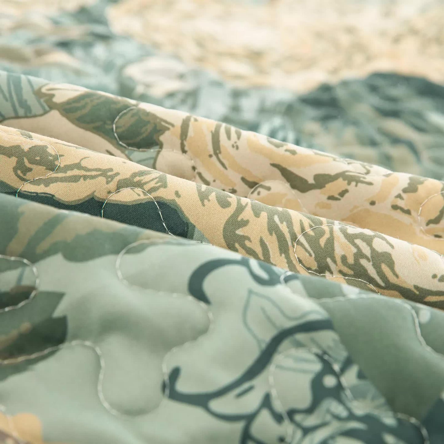 Meadow Butterfly Green Quilted Bedspread Set with Floral Details and Pillowcases - Mekamart Australia