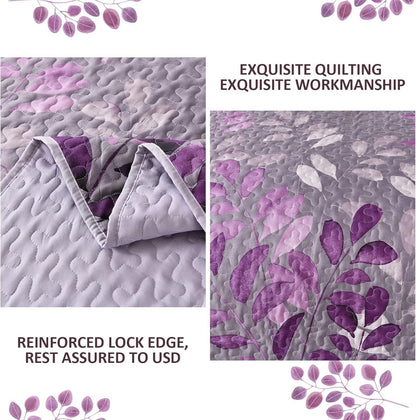 Luxurious Orchid patchwork Plaid 3 Pc Bedspread & Pillow Cover Set - Mekamart Australia