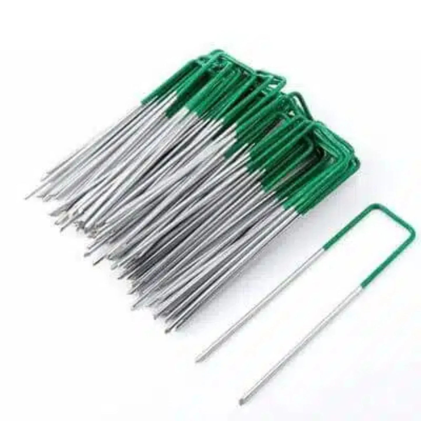 Artificial Grass Roll Pegs / Fake Grass Galvanized Metal Pegs With Green Top 100 Pieces - Mekamart Australia