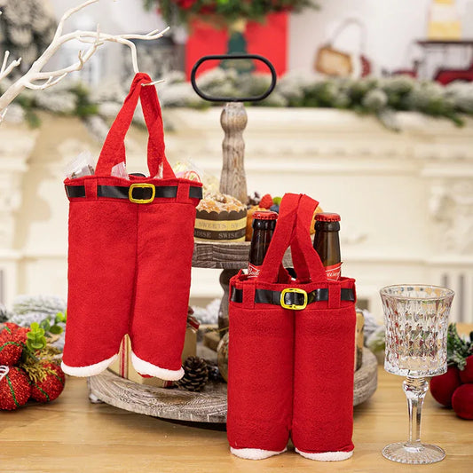 6pcs Big one Christmas Decoration Supplies, Christmas Pants, Gift Bags, Small Pants Candy Bags, Tote Bags, Wine Bottle Sets, Coke Bags - Mekamart Australia