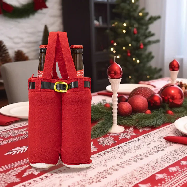 6pcs Big one Christmas Decoration Supplies, Christmas Pants, Gift Bags, Small Pants Candy Bags, Tote Bags, Wine Bottle Sets, Coke Bags - Mekamart Australia
