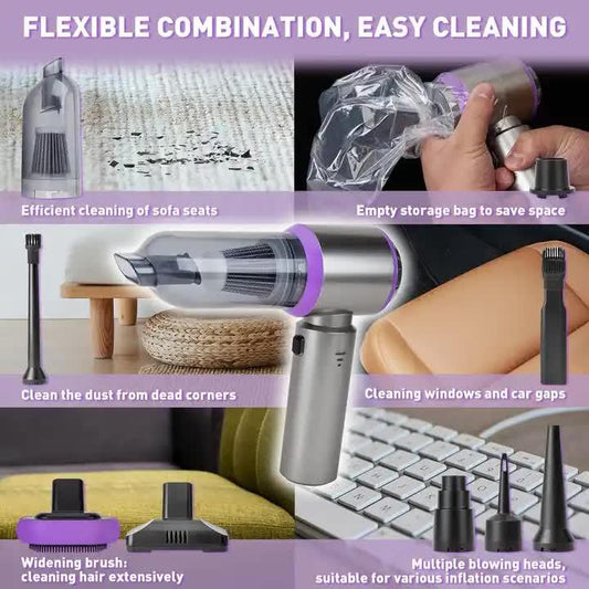 Silver Purple ST-6653Plus Cordless Handheld Vacuum Cleaner - 16000PA Suction, 2000mAh Battery, Type-C Rechargeable - Mekamart Australia