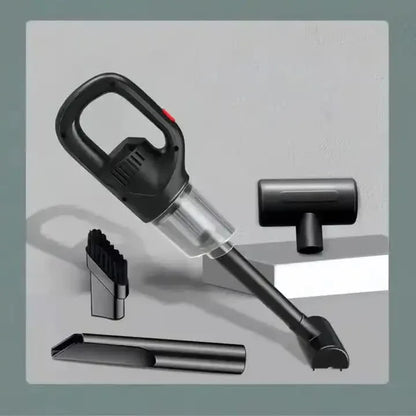 Black Portable Cordless Vacuum Cleaner - 120W, 10KPa Suction, 2000mAh Battery, Lightweight Design, with Soft Brush Attachment - Mekamart Australia