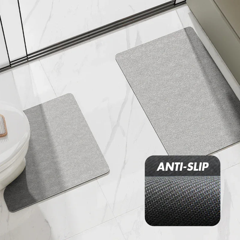 Green Bathroom Floor Mat Set - U-Shaped Toilet Mat 50*50cm & Rectangular 50x80cm Mat for Bathroom - Mekamart Australia