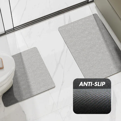 Green Bathroom Floor Mat Set - U-Shaped Toilet Mat 50*50cm & Rectangular 50x80cm Mat for Bathroom - Mekamart Australia