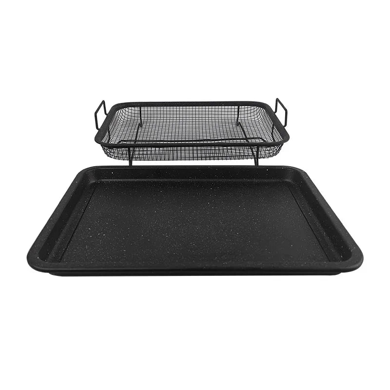 BBQ Square Non-Stick Stainless Steel Grill Basket - Gold Color, Small Size (30*22*5.5 cm), Ideal for Grilling Meat and Vegetables - Mekamart Australia