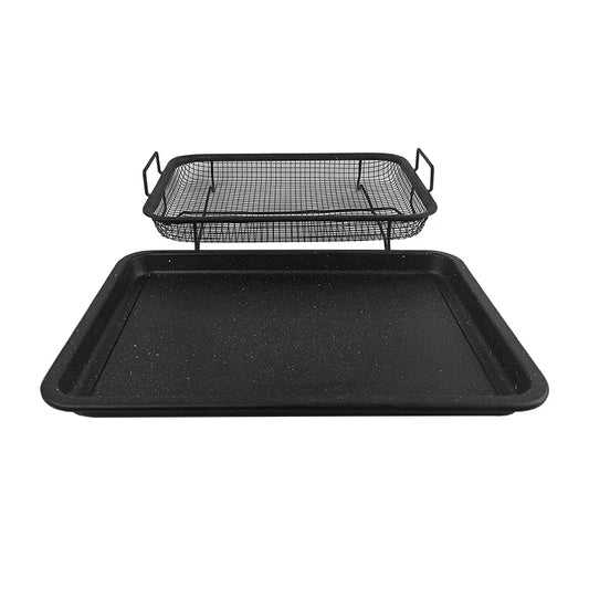 BBQ Square Non-Stick Stainless Steel Grill Basket - Gold Color, Small Size (30*22*5.5 cm), Ideal for Grilling Meat and Vegetables - Mekamart Australia