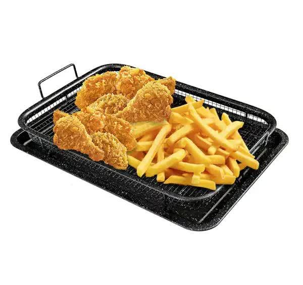 BBQ Square Non-Stick Stainless Steel Grill Basket - Gold Color, Small Size (30*22*5.5 cm), Ideal for Grilling Meat and Vegetables - Mekamart Australia
