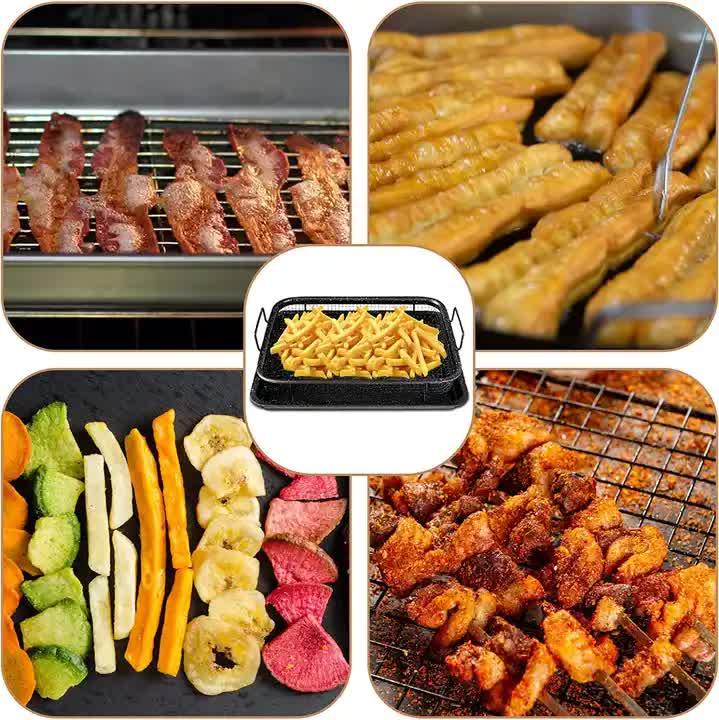 BBQ Square Non-Stick Stainless Steel Grill Basket - Gold Color, Small Size (30*22*5.5 cm), Ideal for Grilling Meat and Vegetables - Mekamart Australia