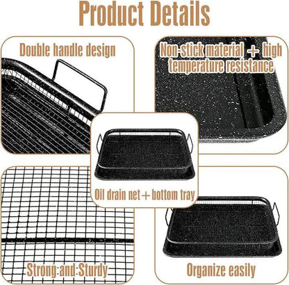 BBQ Square Non-Stick Stainless Steel Grill Basket - Gold Color, Small Size (30*22*5.5 cm), Ideal for Grilling Meat and Vegetables - Mekamart Australia