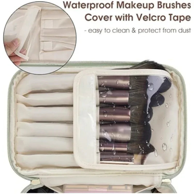 Green PU Leather Large Capacity Makeup Bag - Waterproof & Multifunctional Handbag for Women - Mekamart Australia