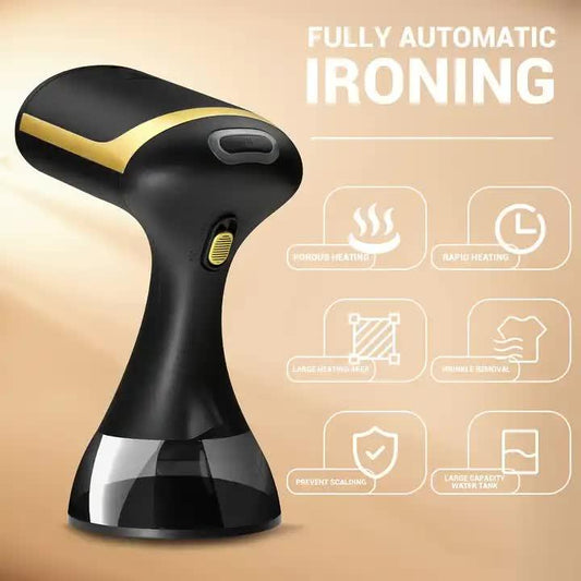Black Handheld Garment Steamer - Portable Mini Steam Iron for Home Use, Wrinkle Remover & Fabric Freshener, Small Travel-Friendly Iron for Clothes, Steam Spray Clothes Steamer - Mekamart Australia