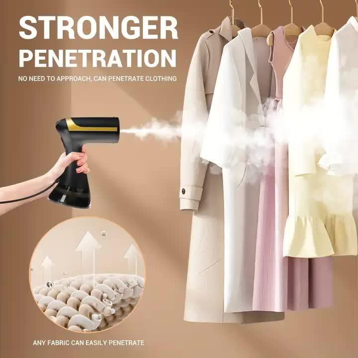 Black Handheld Garment Steamer - Portable Mini Steam Iron for Home Use, Wrinkle Remover & Fabric Freshener, Small Travel-Friendly Iron for Clothes, Steam Spray Clothes Steamer - Mekamart Australia