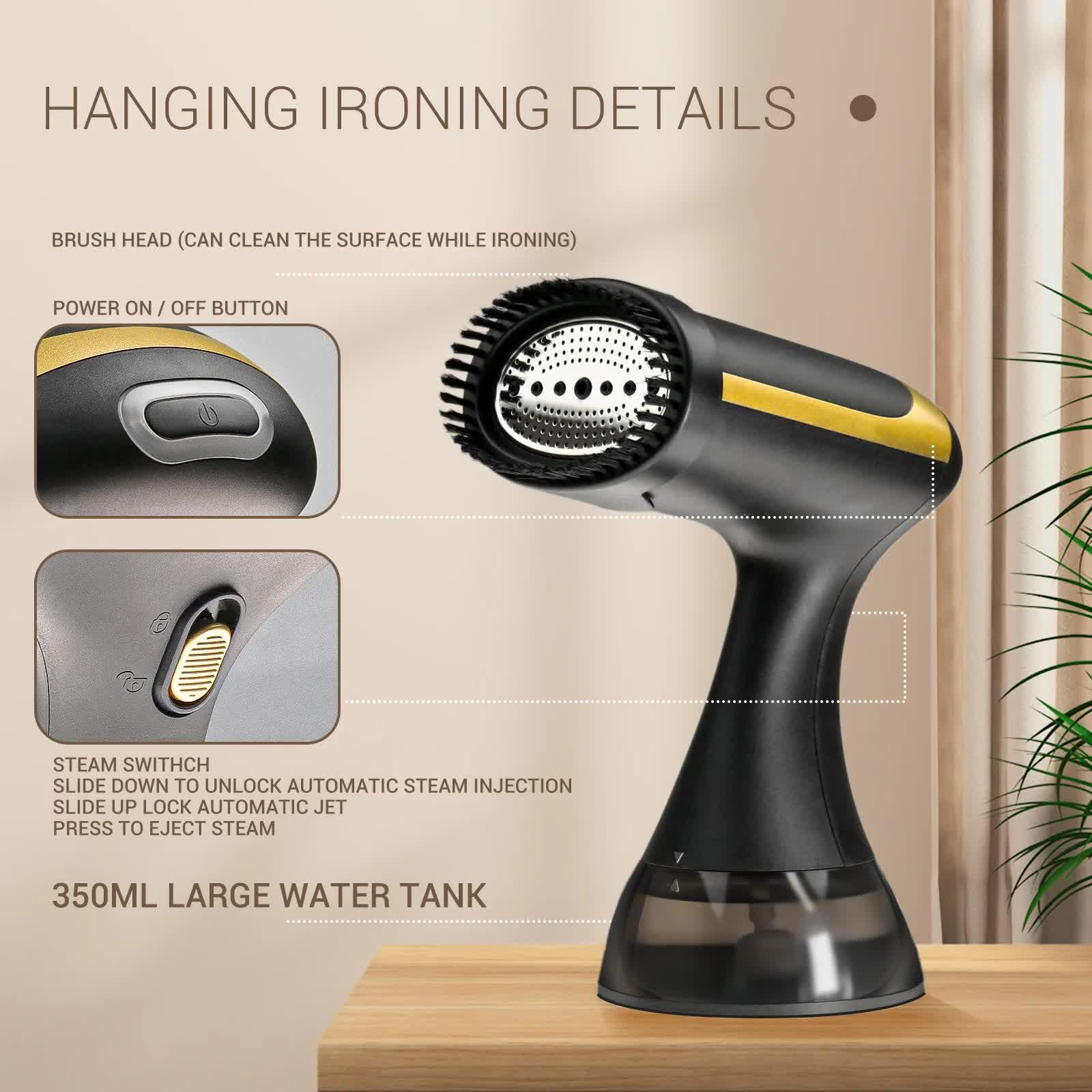 Black Handheld Garment Steamer - Portable Mini Steam Iron for Home Use, Wrinkle Remover & Fabric Freshener, Small Travel-Friendly Iron for Clothes, Steam Spray Clothes Steamer - Mekamart Australia