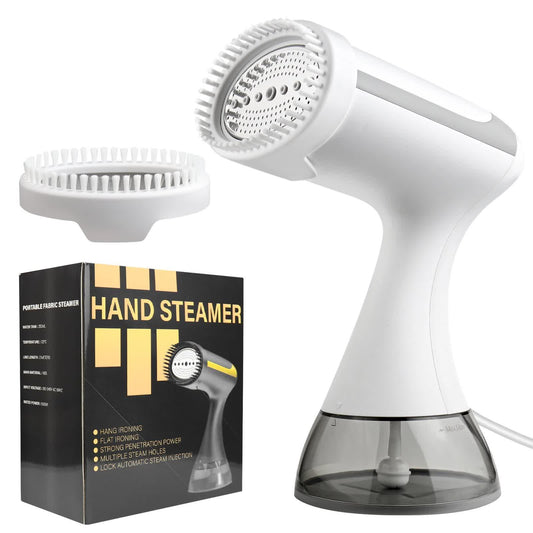 White Handheld Garment Steamer - Portable Mini Steam Iron for Home Use, Wrinkle Remover & Fabric Freshener, Small Travel-Friendly Iron for Clothes, Steam Spray Clothes Steamer - Mekamart Australia