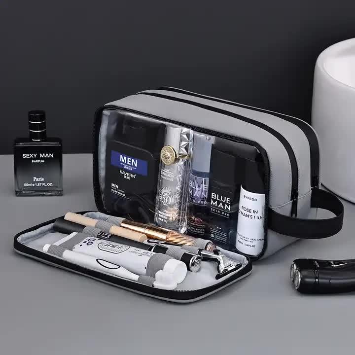 Black Elite Series 3-Layer Large Capacity Men's Toiletry Bag - Portable Travel Cosmetic Organizer with Premium Design - Mekamart Australia